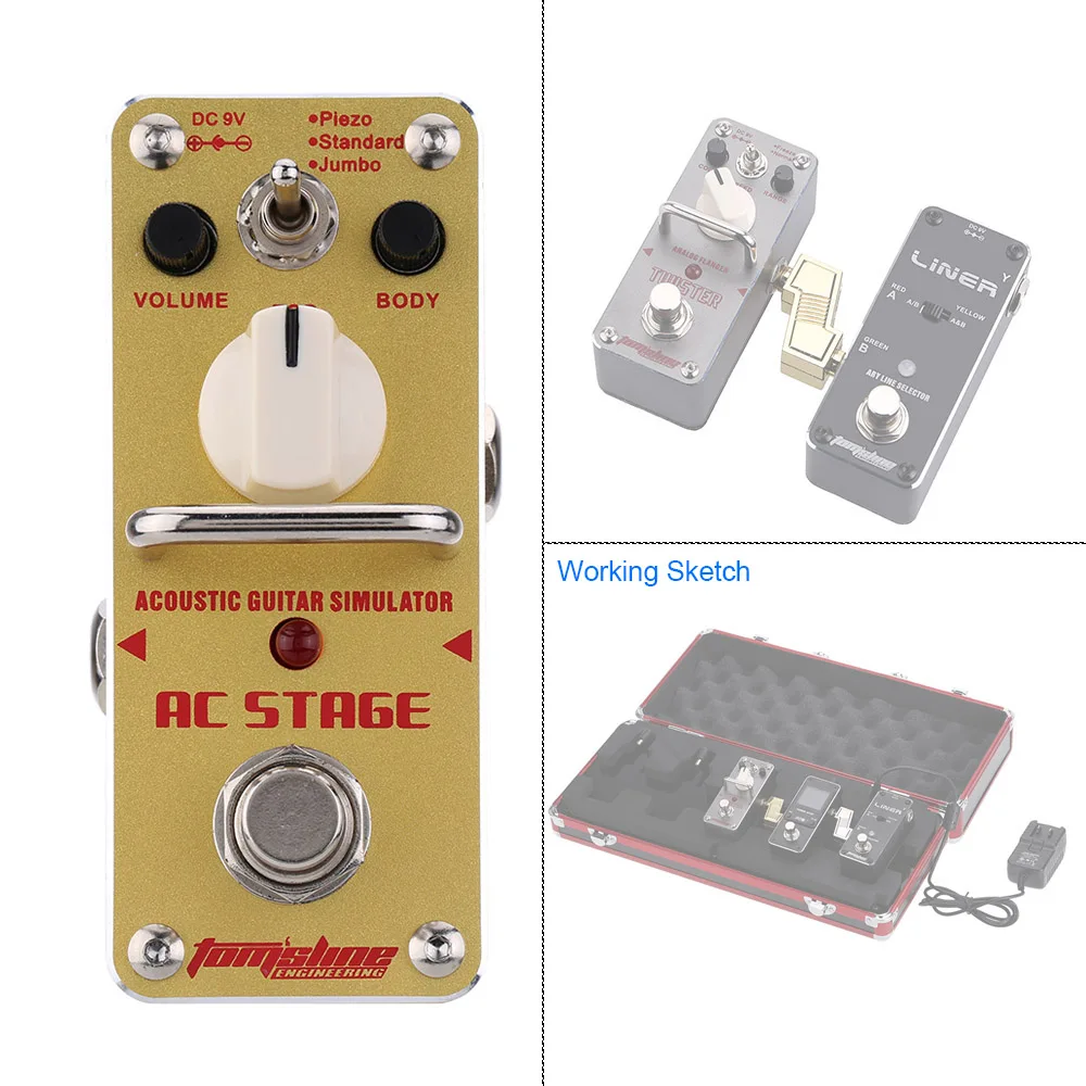 

AAS-3 AC Stage Acoustic Guitar Simulator Mini Single Electric Guitar Effect Pedal with True Bypass
