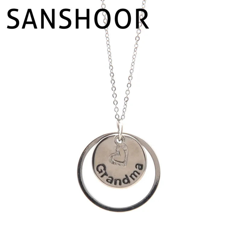 Серебряный Камень Мама Бабушка Персонализированные Цепочки и Ожерелья Подвеска