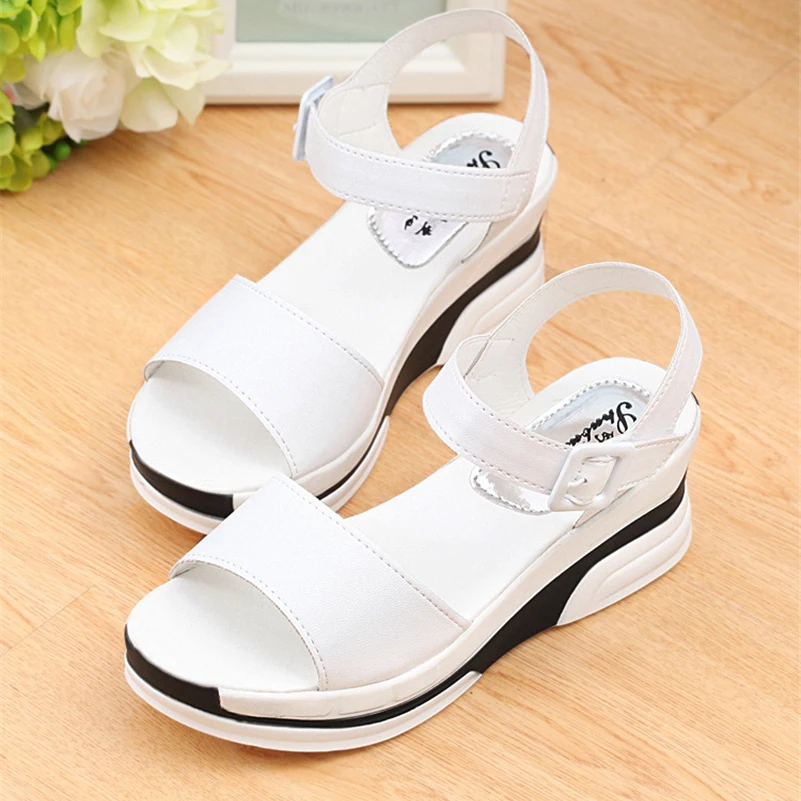 Летние Женские Туфли женские Сандалии Плоские Платформы 2017 Гладиатор Клинья