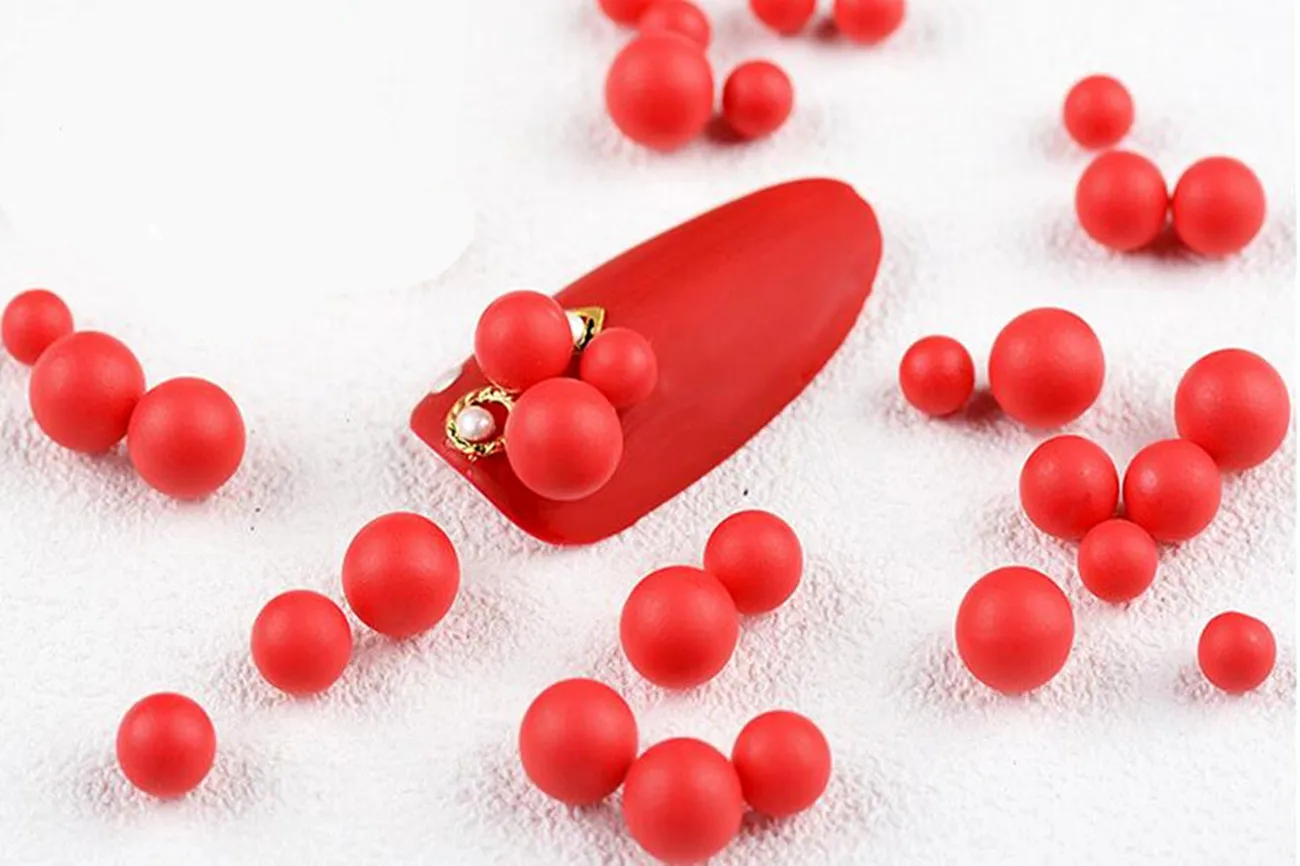 30pcs Colorful Seashell Pearl Nail Rhinestone Matte Bead Matte Resin Rubber Ball Multi-size 3D Manicure Nail Art Decoration