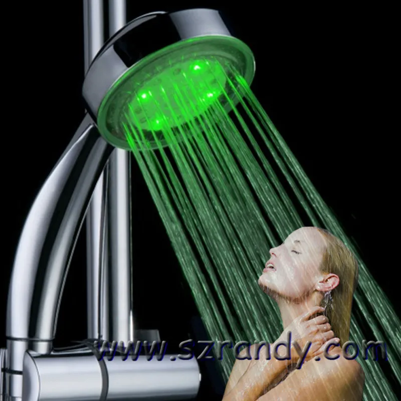 single green color Светодиодный ручной светильник для душа с датчиком температуры, аксессуары для ванной комнаты без батареи, pommeau de douche ducha - Цвет: single green color