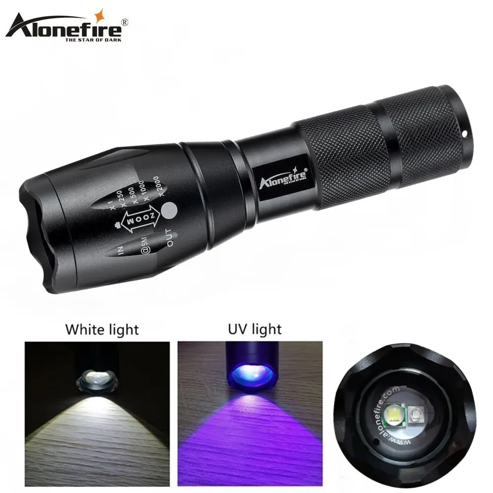 Alonefire E17 T6+ 395nm УФ-светильник-вспышка, ультрафиолетовый светильник с функцией масштабирования, мини-УФ-черный светильник, детектор пятен в моче для домашних животных, скорпион