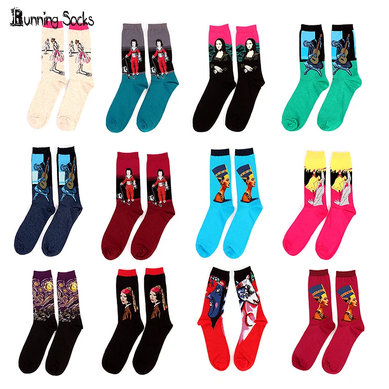 2016 Новый Мода как Искусство Хлопок Экипаж Носки Известный Шаблон Персонажа для
