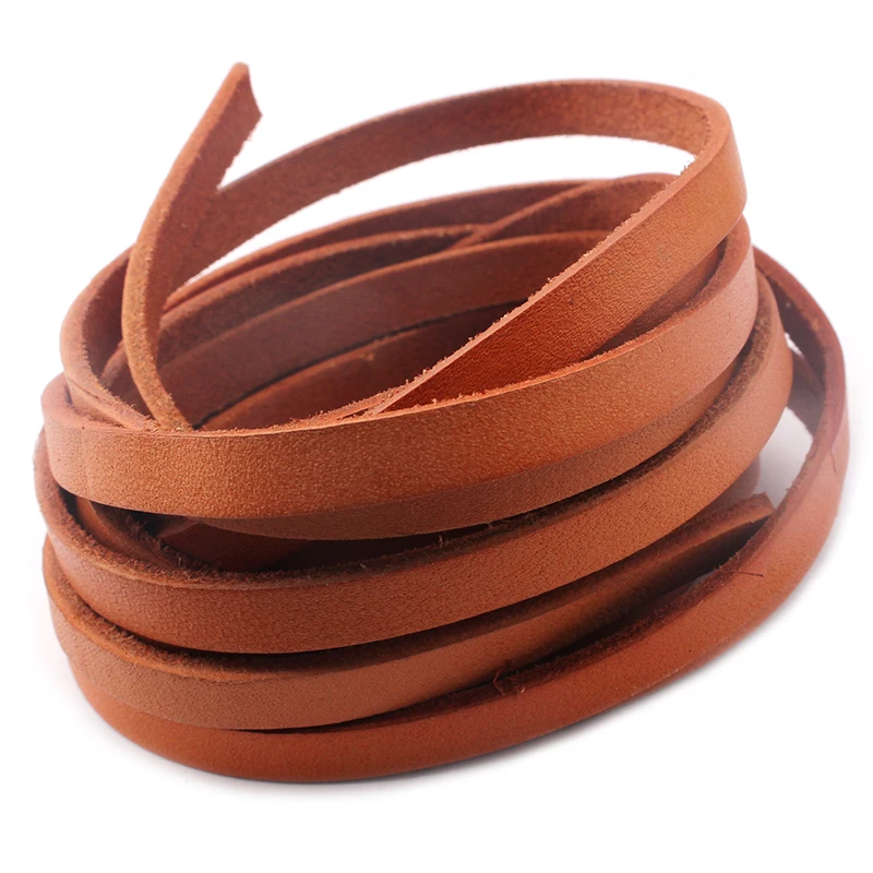2 Meters Brown 7mm Flat Genuine Real Leather Cord String Lace Thong For Jewelry Making Findings | Украшения и аксессуары