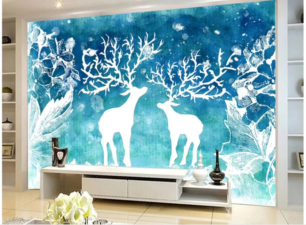 3d customized wallpaper wall mural photo Modern minimalist deer classic for walls | Обустройство дома
