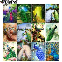diapai 5d diy diamond painting 100 full squareround drill animal peacock flower 3d embroidery cross stitch home decor