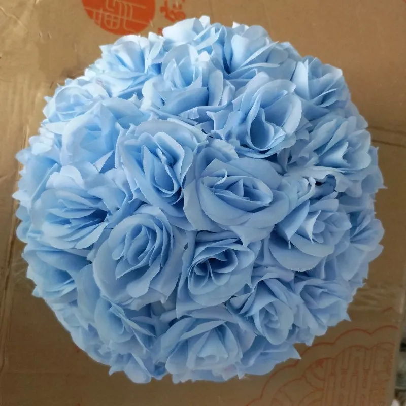 light blue 1" 40 см большие размеры целующиеся шары искусственное шифрование розовый Шелковый цветок шар орнамент для свадебного фестиваля украшения праздника - Цвет: light blue