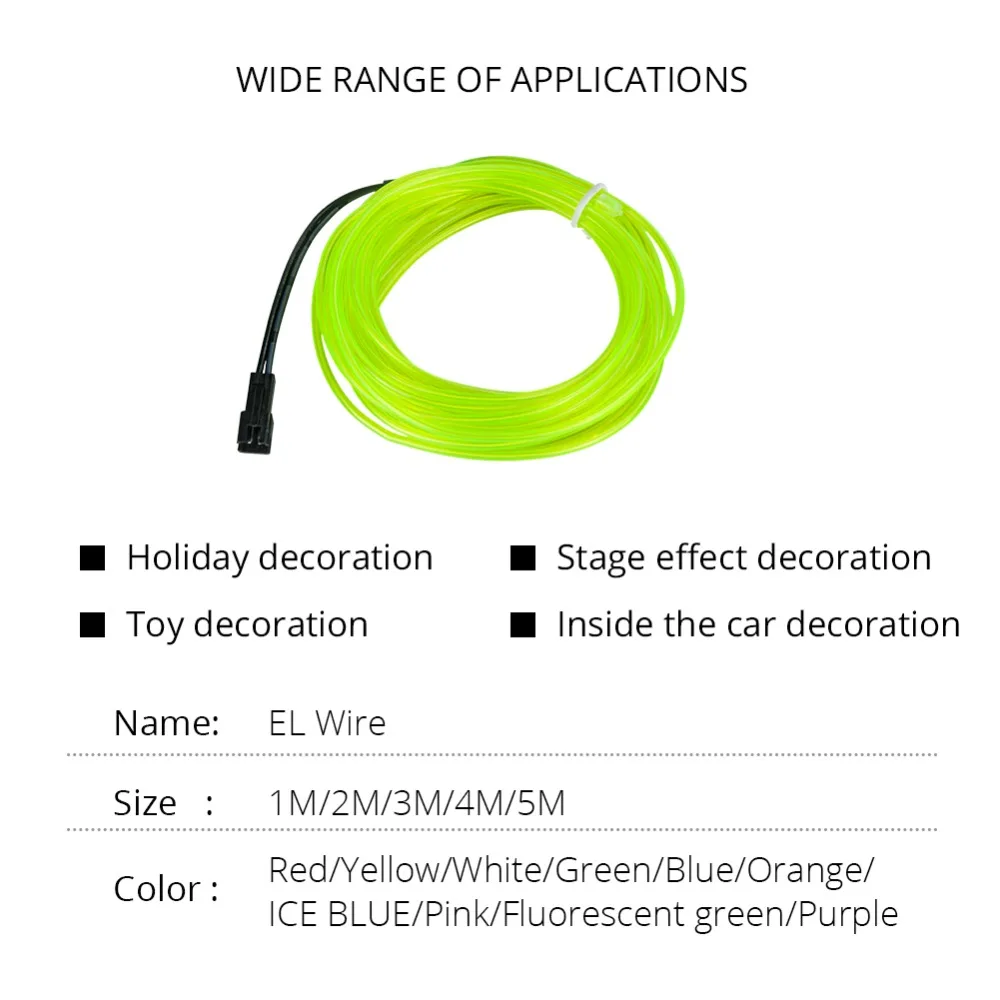 LED Neon Strip Light EL Wire Tape 5m USB 5V AAA Battery Glow Cafe Billboard Clothes Bike Car Halloween Decor | Лампы и освещение