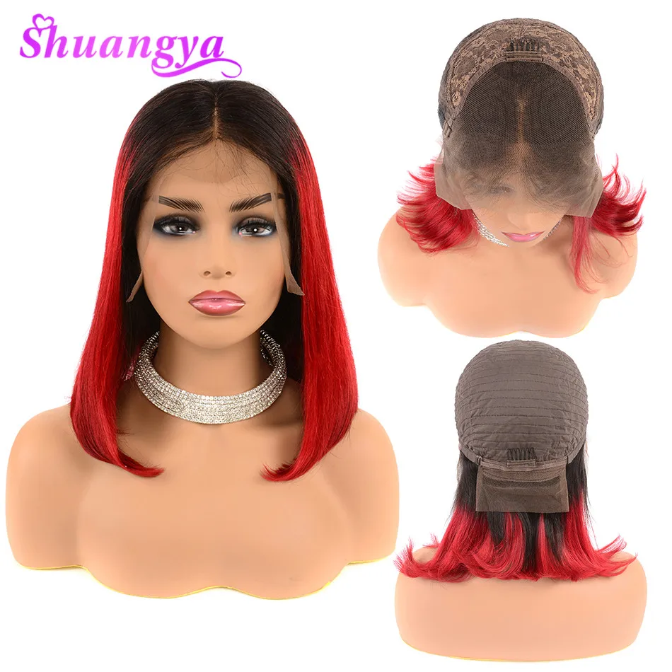 13*4 Короткие парики из натуральных волос на кружеве перуанские прямые волосы Remy