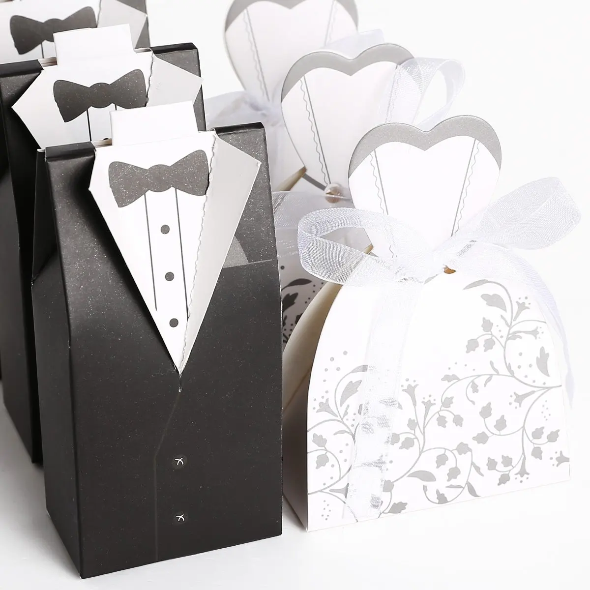 FLST 50 пар Черный Жених + белая невеста для свадьбы|bride groom|groom bridegrooming box |