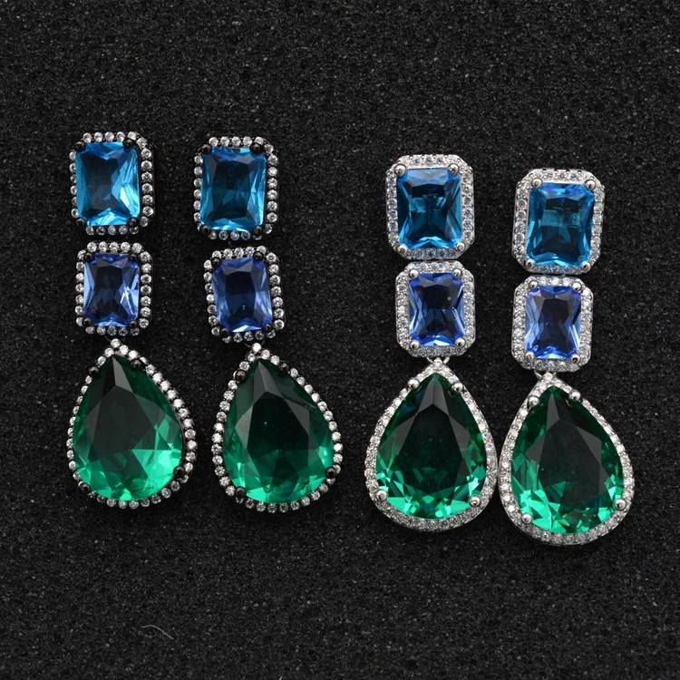 Серебряные украшения многоцветный качество циркон Классический квадратный drop