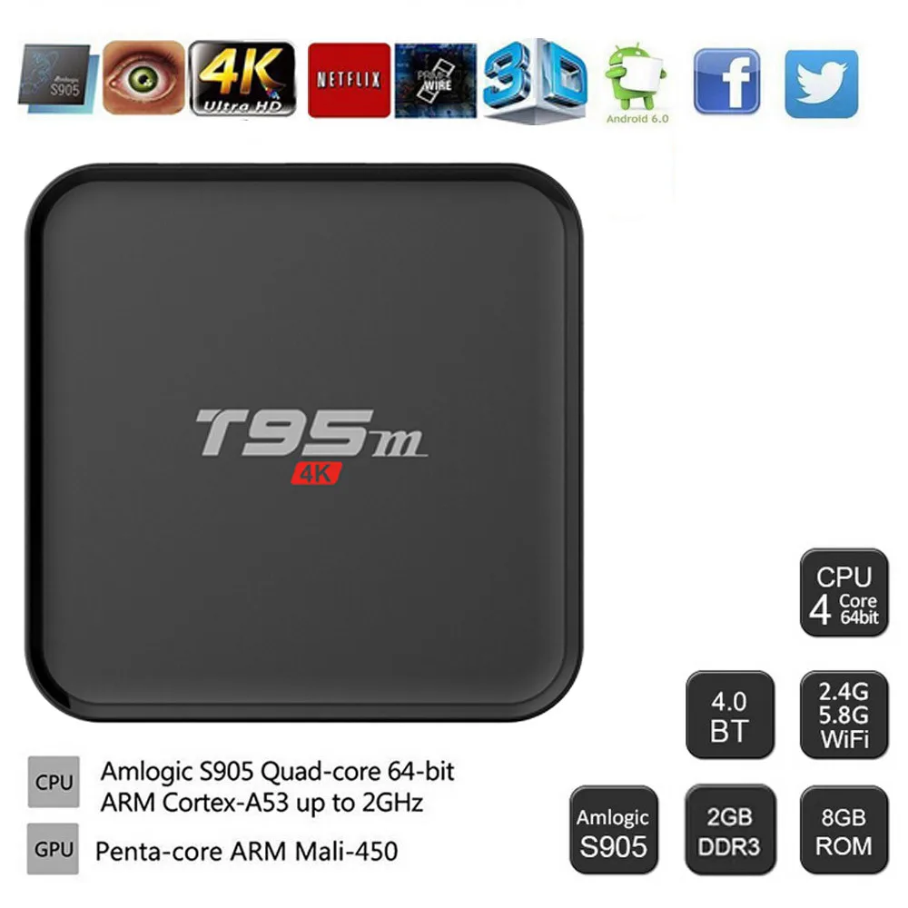 Модный T95m ТВ стикер мини Android 6 0 Восьмиядерный 2 ГБ DDR3 + 8 Гб WiFi HD медиаплеер