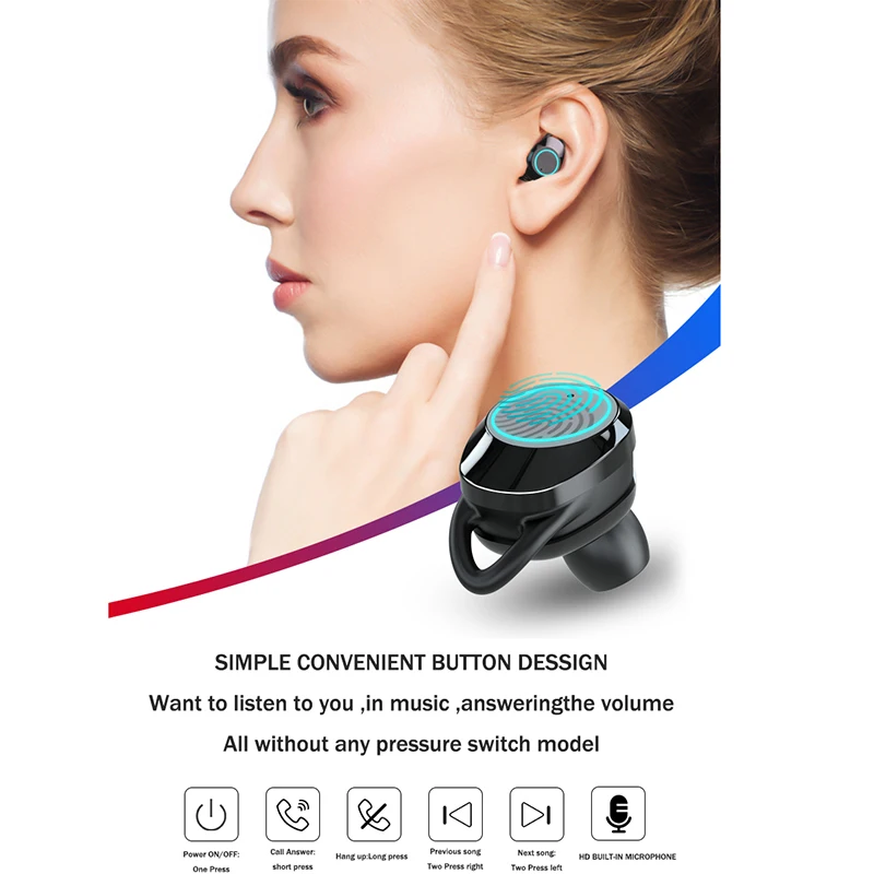 T2 TWS Bluetooth 5 0 водонепроницаемые наушники true wireless с зарядным устройством |