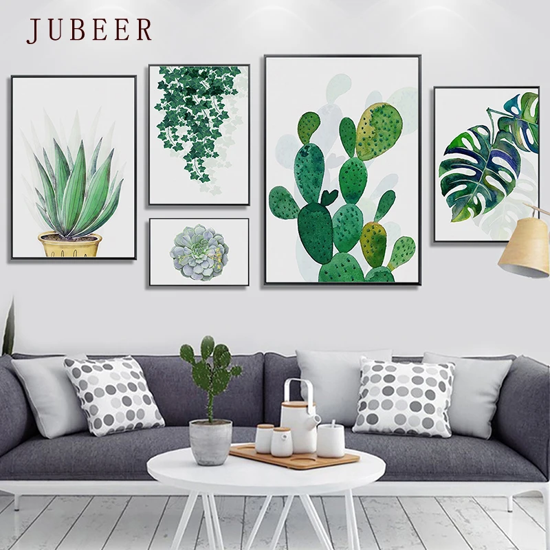 

Scandinavian Style Plant Canvas Painting Cactus Leaves Wall Pictures for Living Room Posters On the Wall Modern Home Decorations