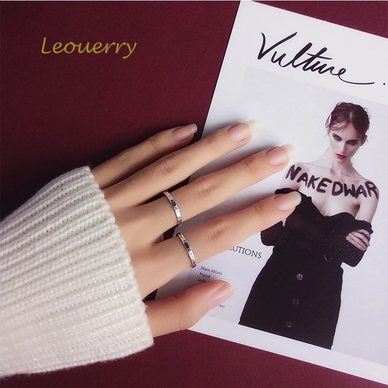 Leouerry 925 Sterling Silver Vintage Greece Letters Open Rings Wild Fashion Retro Finger Women Fine Jewelry Charms | Украшения и