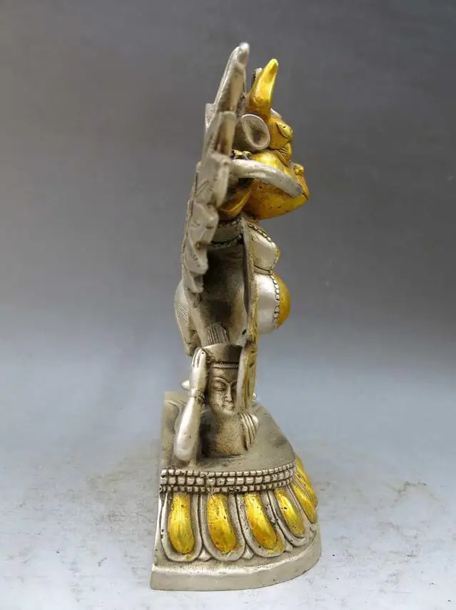 8&quot China hand-made silver gild carved buddhism redpoll buddha sculpture Statue | Дом и сад