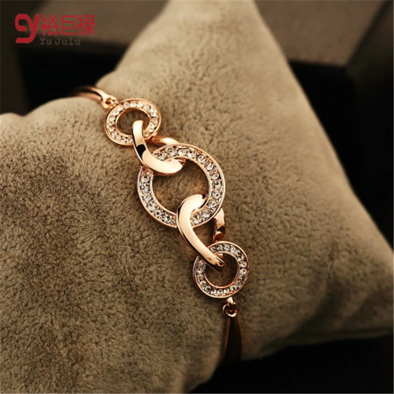 Женские браслеты с золотым металлом оптовая продажа Модный женский золотой браслет супер вспышкой простой