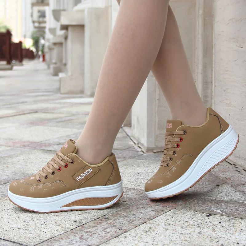 Women sneakers 2022 solid wedge casual shoes woman sneakers women running shoes woman lace-up female sneakers zapatillas mujer