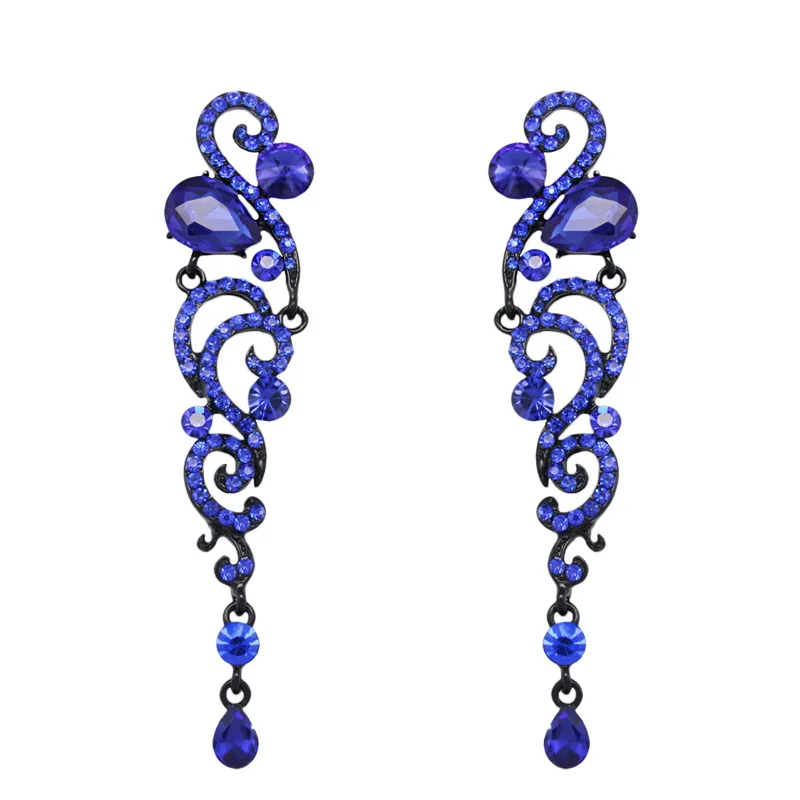 Роскошные Длинные свадебные серьги с кристаллами для женщин Серебряные капли