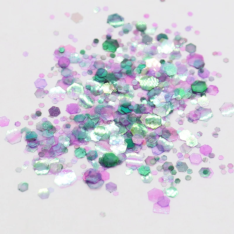 6 коробок шестигранные блестки для ногтей пыль Сияющие Блестки 1 мм 2 3 Смешанные