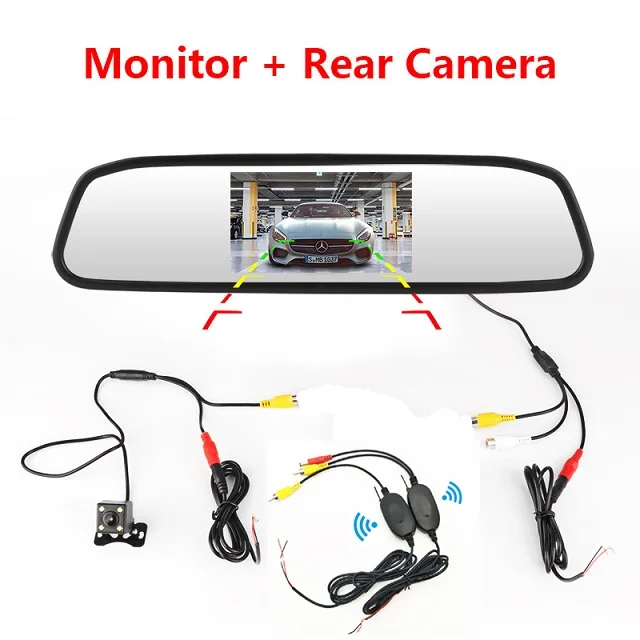 Wireless version Vtopek HD Автомобильный дисплей 4,3 дюймов Автомобильный монитор для камеры заднего вида обратное изображение помощь при парковке 2 видео вход парковочное зеркало - Цвет: Wireless version