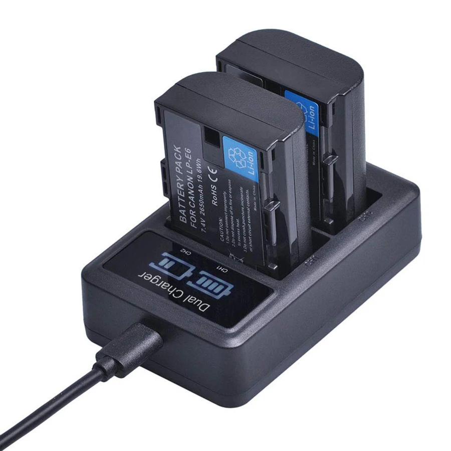 

SANGER 2 x LP E6 LP-E6 E6N Battery 2650mAh + LED Dual Charger for Canon EOS 5DS R 5D Mark II Mark III 6D 7D 80D EOS 5DS R Camera