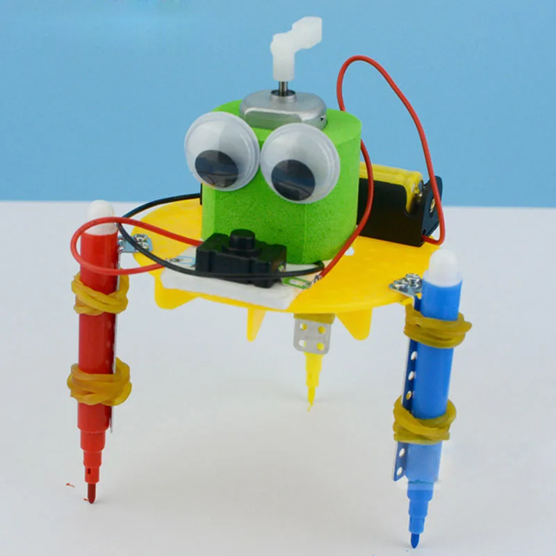 DIY Physics Science Experiment Robot Painting Intelligent Creative Electric Toy Handmade Assemble Toys for Student | Игрушки и хобби