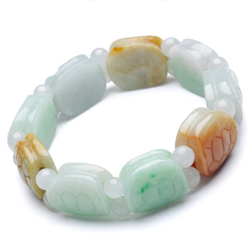

A Grade Natural Jadeite Tortoise Beads Bracelet Elastic line Bracelet