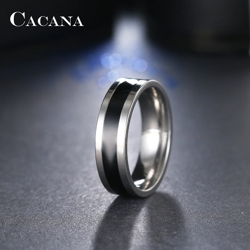 Женские кольца из нержавеющей стали CACANA черные модные ювелирные изделия опт №