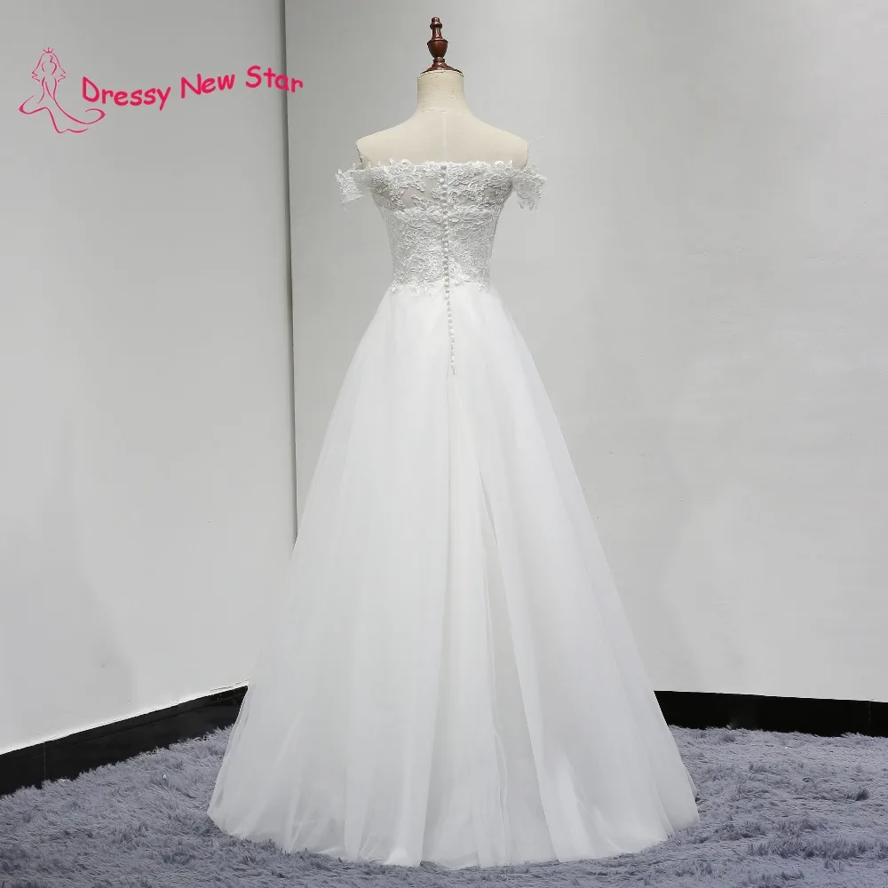 Лаконичный Кружева Свадебное Платье Аппликации Длина Пола Белый Line Светло