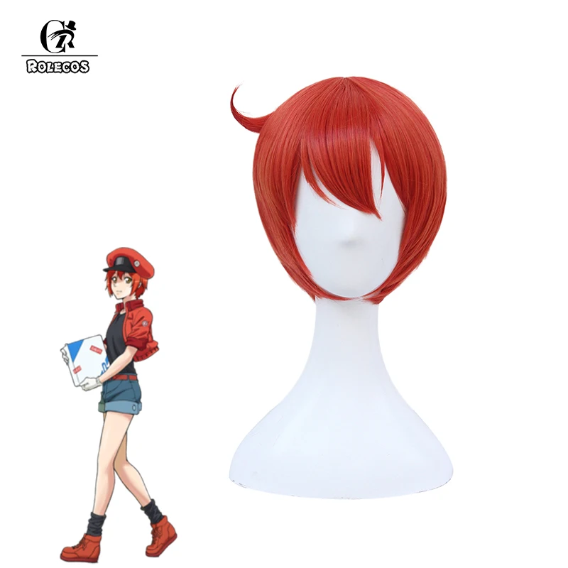 Волосы для косплея ROLECOS аниме клетки на работе красные кровяные 25 см короткие
