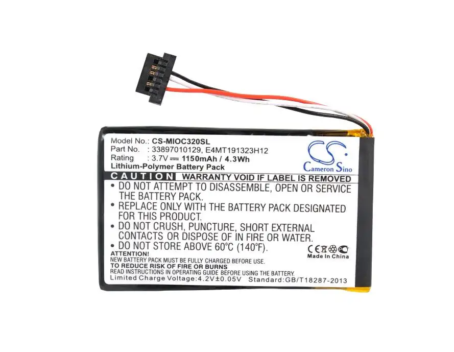 Аккумулятор Cameron Sino 1150 мАч для MITAC Mio C320 C320B C520 C620 C700 C800 BP-LX1320/11-B0001 SN E4MT191323H12 |