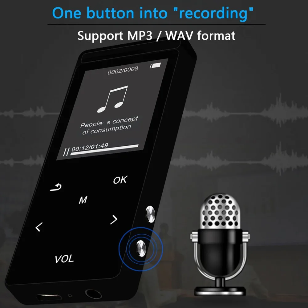 16 Гб Bluetooth HiFi MP3 музыкальный плеер сенсорный экран с 50 часов воспроизведения аудио