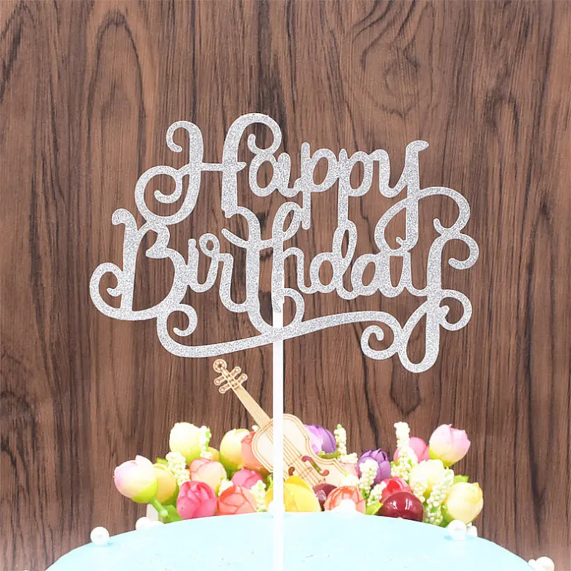 1 шт. с надписью «Happy Birthday», открытка, украшение для торта