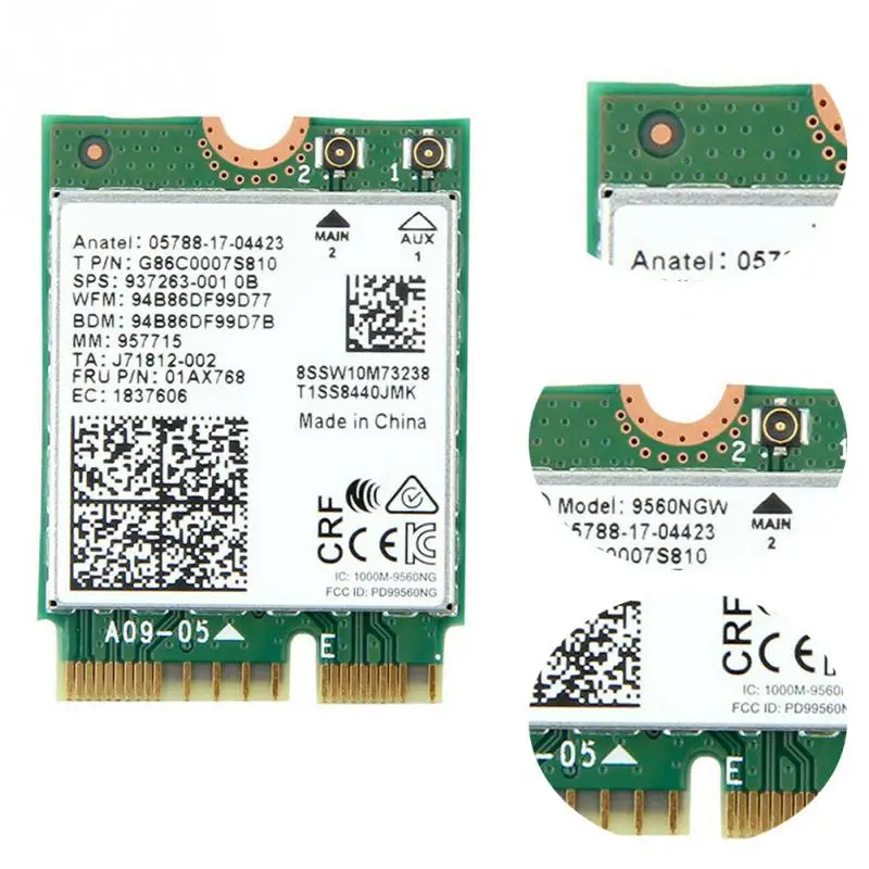 Двухдиапазонный 1 73 Гбит/с для Intel AC 9560 9560NGW NGFF ключ E карта Wifi 9560AC 8020.11ac Bluetooth 5 0