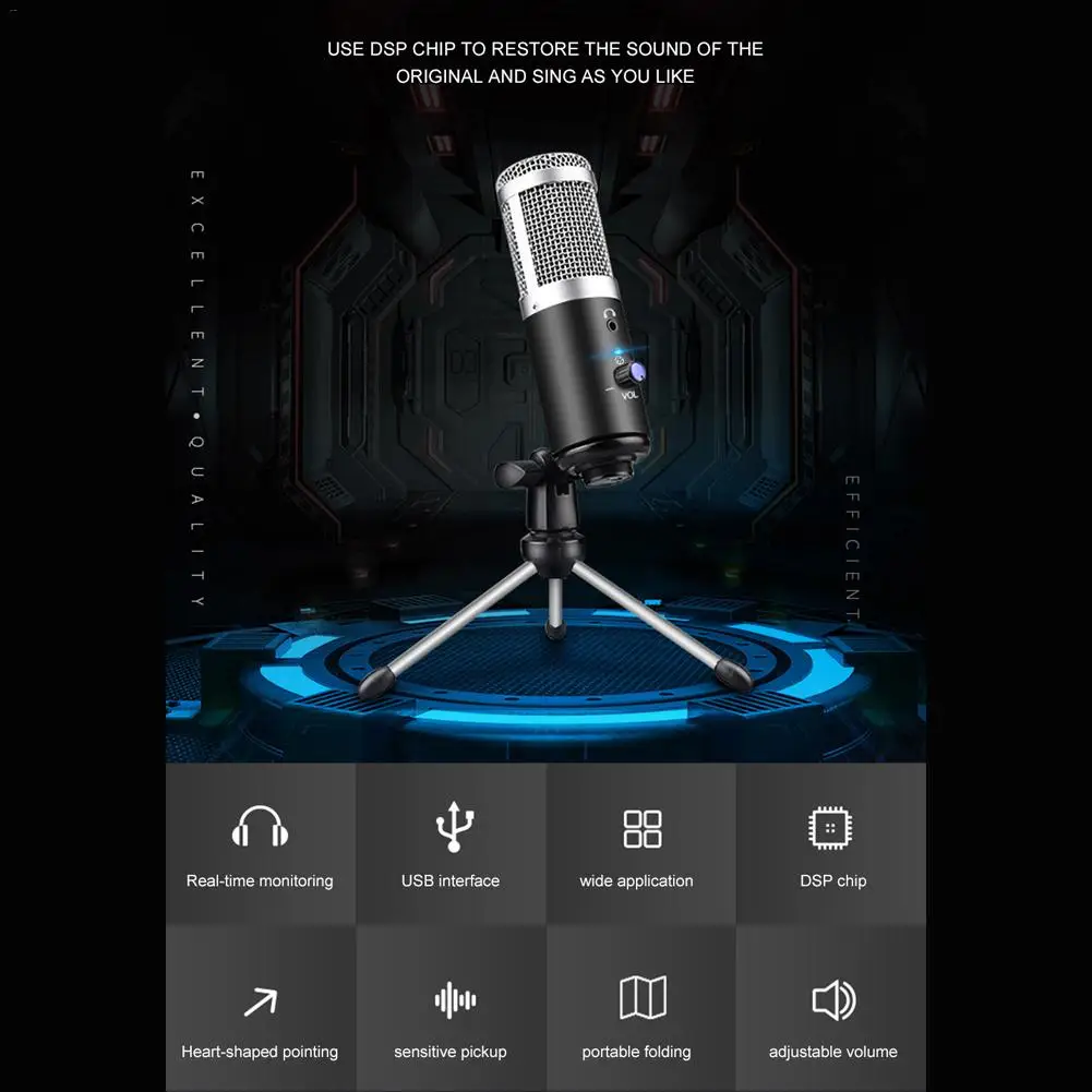 USB компьютер Профессиональный мини микрофон записывающее устройство прямая