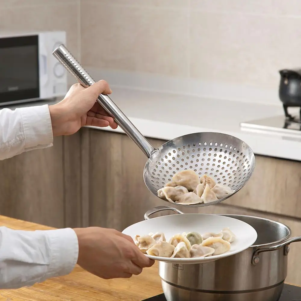 Большой Дуршлаг Из Нержавеющей Стали бытовой сетчатый масляный скиммер сито для