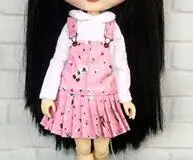 Новая одежда Blyth Doll футболка с длинными рукавами+ комбинезон юбка на лямках для Blyth Azone, Kurhn, Licca 1/6 аксессуары для кукол - Цвет: pink dress and shirt