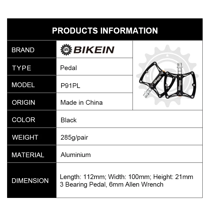 

BIKEIN Cycling MTB CNC Anti-Slip Ultralight Pedal Bicycle 9/16 BMX Platform Flat Pedals 3 Bearing Mountain Bike Parts 4 Colors