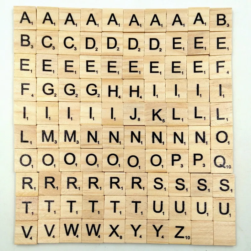 100 шт./компл. английских слов деревянные буквы алфавита Плитки черный Scrabble и цифры