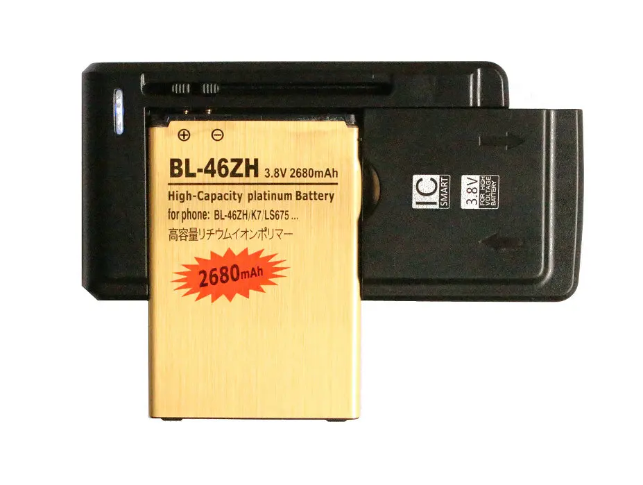 1x2680 мА/ч BL 46ZH золото Батарея + Зарядное устройство для LG AS330 K332 K350N K371 K373 K7 Tribute 5 K8