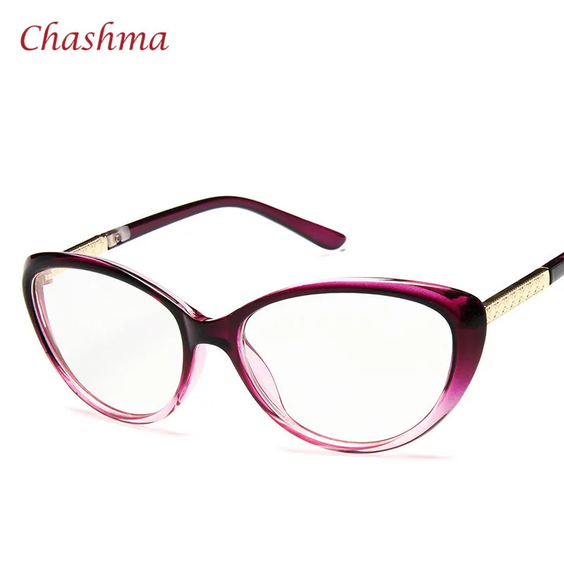 

Women Cat Eyes Stylish Eyewear Eyeglasses Myopia Spectacle Small Face Purple Gradient Frame Clear Lenses Wine Red Width 135 mm