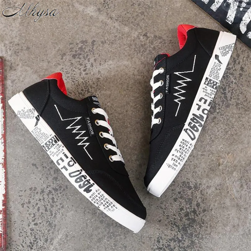 Mhysa 2019 New Spring Autumn Canvas Shoes Men Fashion Low top Black Comfort Light Lace up Sneakers Casual L016 | Обувь