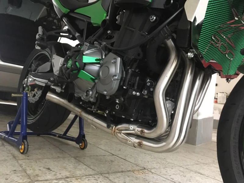 ZS гоночная средняя выхлопная труба мотоцикла система чехол для Kawasaki Z900 глушитель труба передняя Труба без шнуровки с датчиком