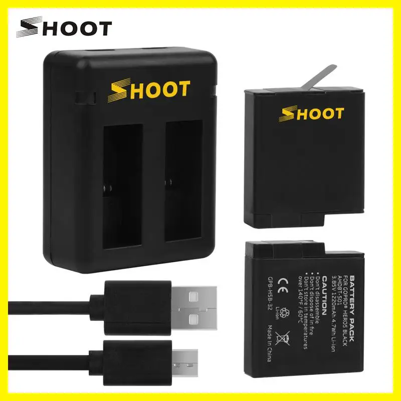 2 шт. Аккумулятор для GoPro Hero 7 6 5 USB зарядное устройство с двумя портами аксессуары