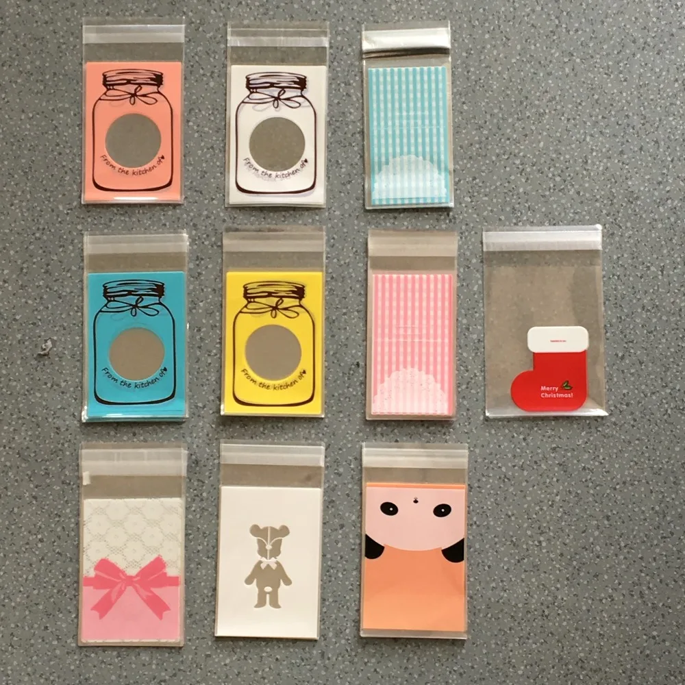 50 шт. самоклепосылка еся пластиковые пакеты для упаковки печенья конфет хлеба 7