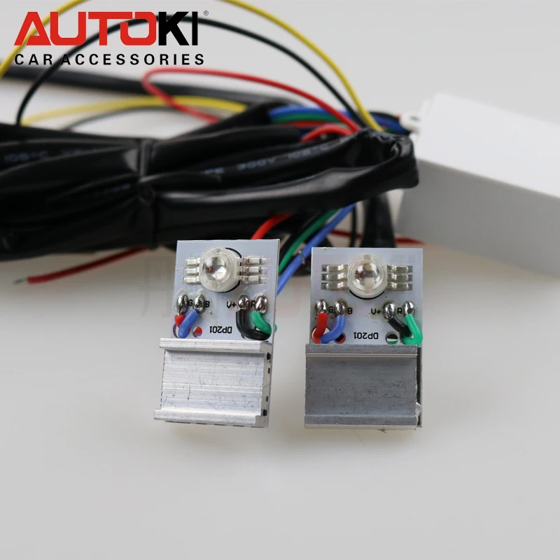 Autoki 2 шт. LED цветной RGB Devil Eyes Hella 5 Q5 Bi xenon объектив Автомобильный Demon Eye для фар