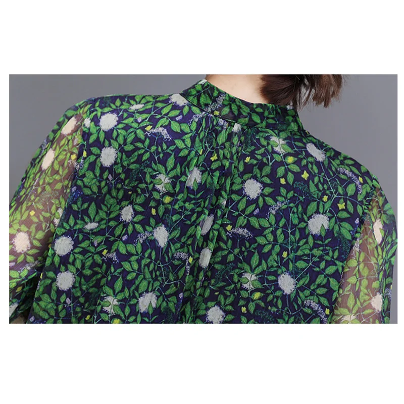 Женское шифоновое платье с цветочным принтом длинное пляжное свободное рукавом