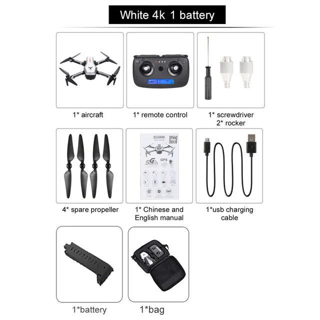 White with bag Профессиональный gps 5G складной Дрон с камерой 4K WiFi FPV широкоугольный оптический поток бесщеточный Радиоуправляемый квадрокоптер вертолет игрушки - Цвет: White with bag