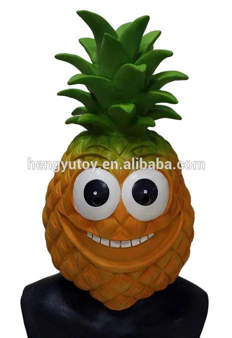 

2018 Top Selling Lively Pineapple Face Head Mask Latex For Halloween Costume